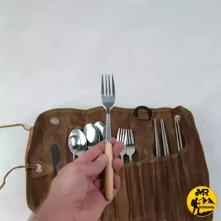 ست قاشق چنگال 3 نفره با کیف چرمی ماونتین هایکر مدل SZK453