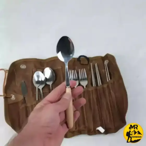 ست قاشق چنگال 3 نفره با کیف چرمی ماونتین هایکر مدل SZK453